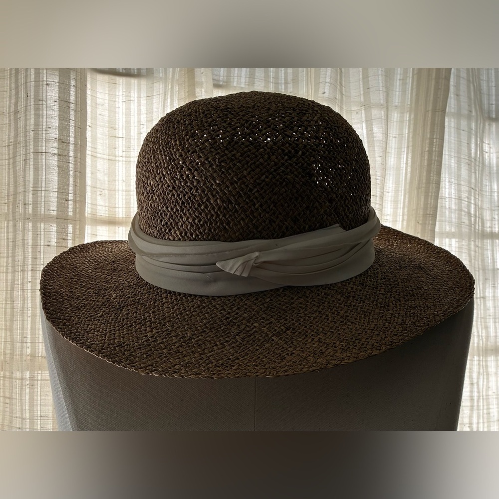 Brown Straw Sun Hat with Taupe Band